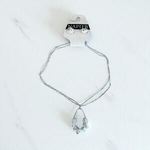 Napier Floral Cluster Necklace & Earrings Set 19" NWT